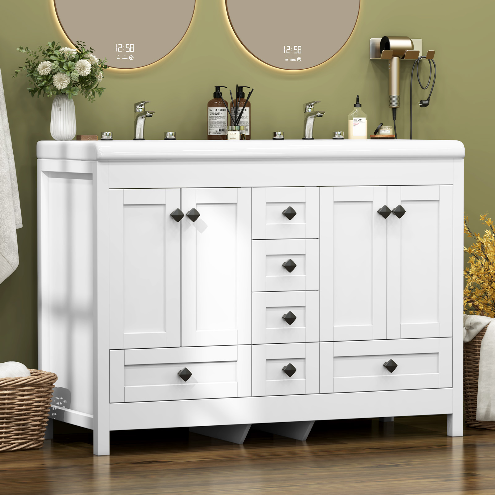 47,3-дюймовая белая тумба для  – обзор и цена Home Bathroom Vanity Combo
